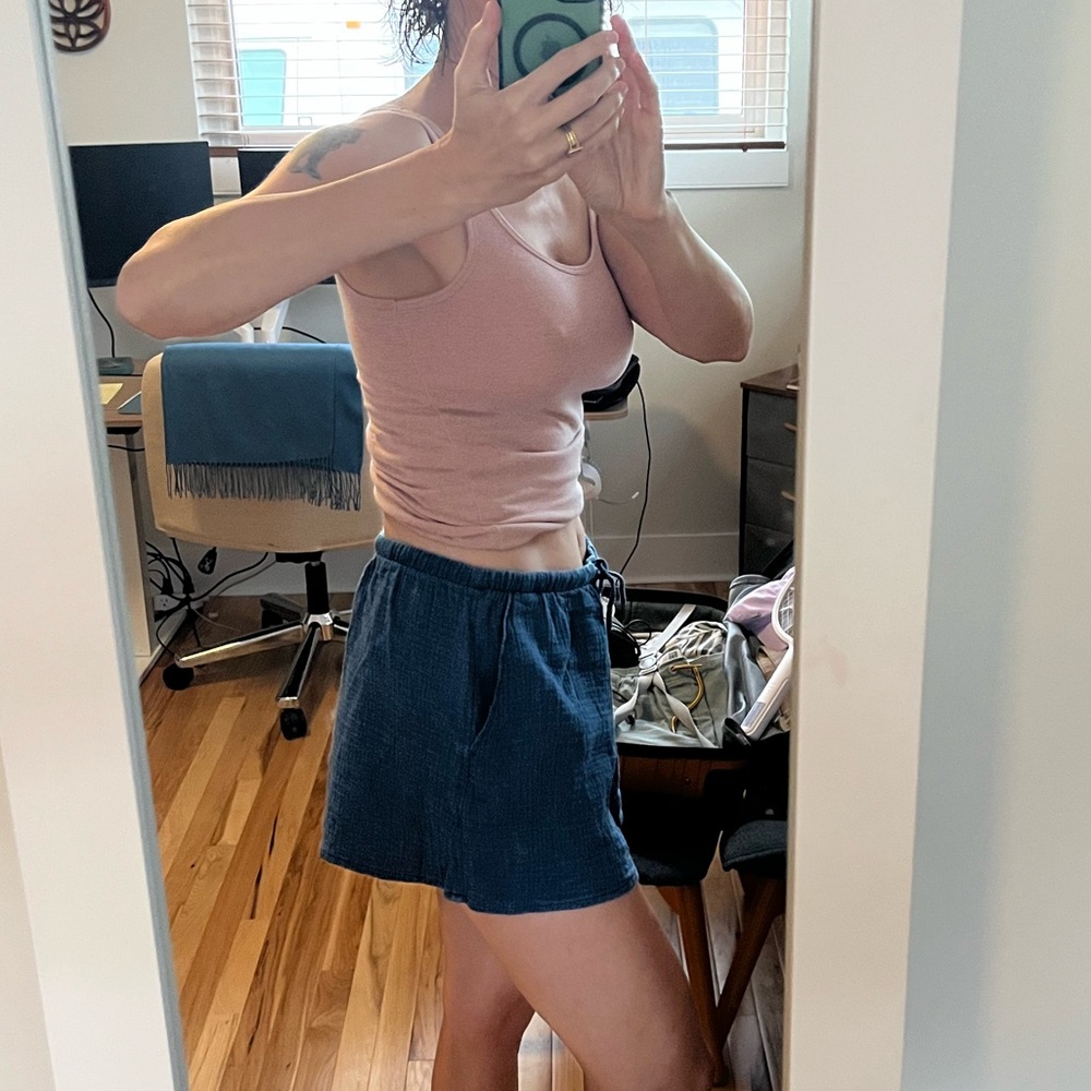 GAP Blue gauze drawstring waist shorts